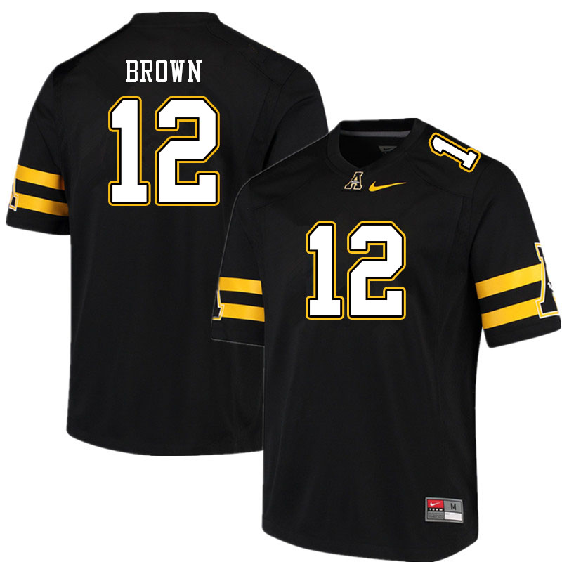 Men #12 Da'Shawn Brown Appalachian State Mountaineers College Football Jerseys Sale-Black - Click Image to Close